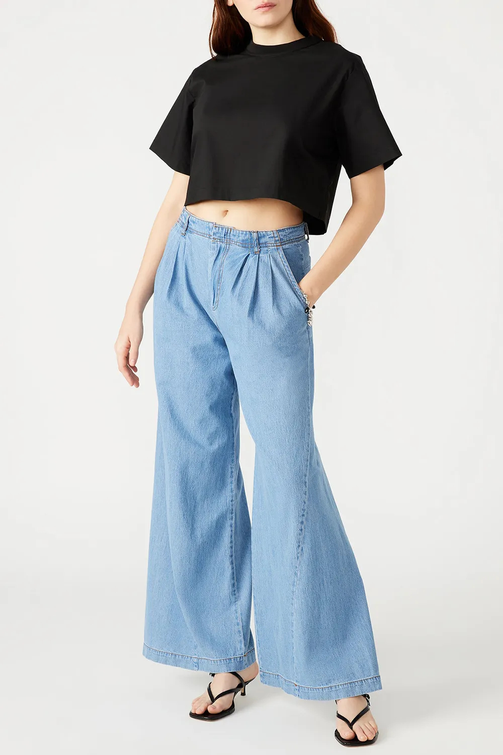 Boxy Cropped Top Black