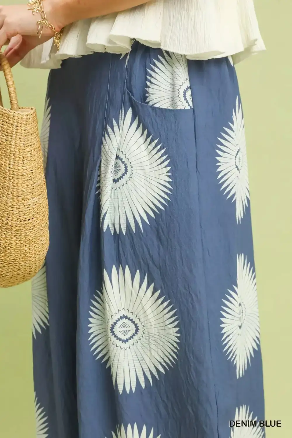 Abstract Border Print Wide Leg Pants