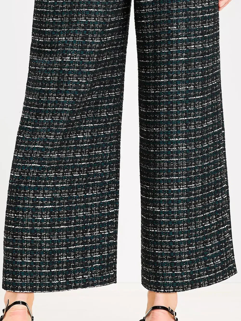 Darted Palazzo Pants In Textured Tweed