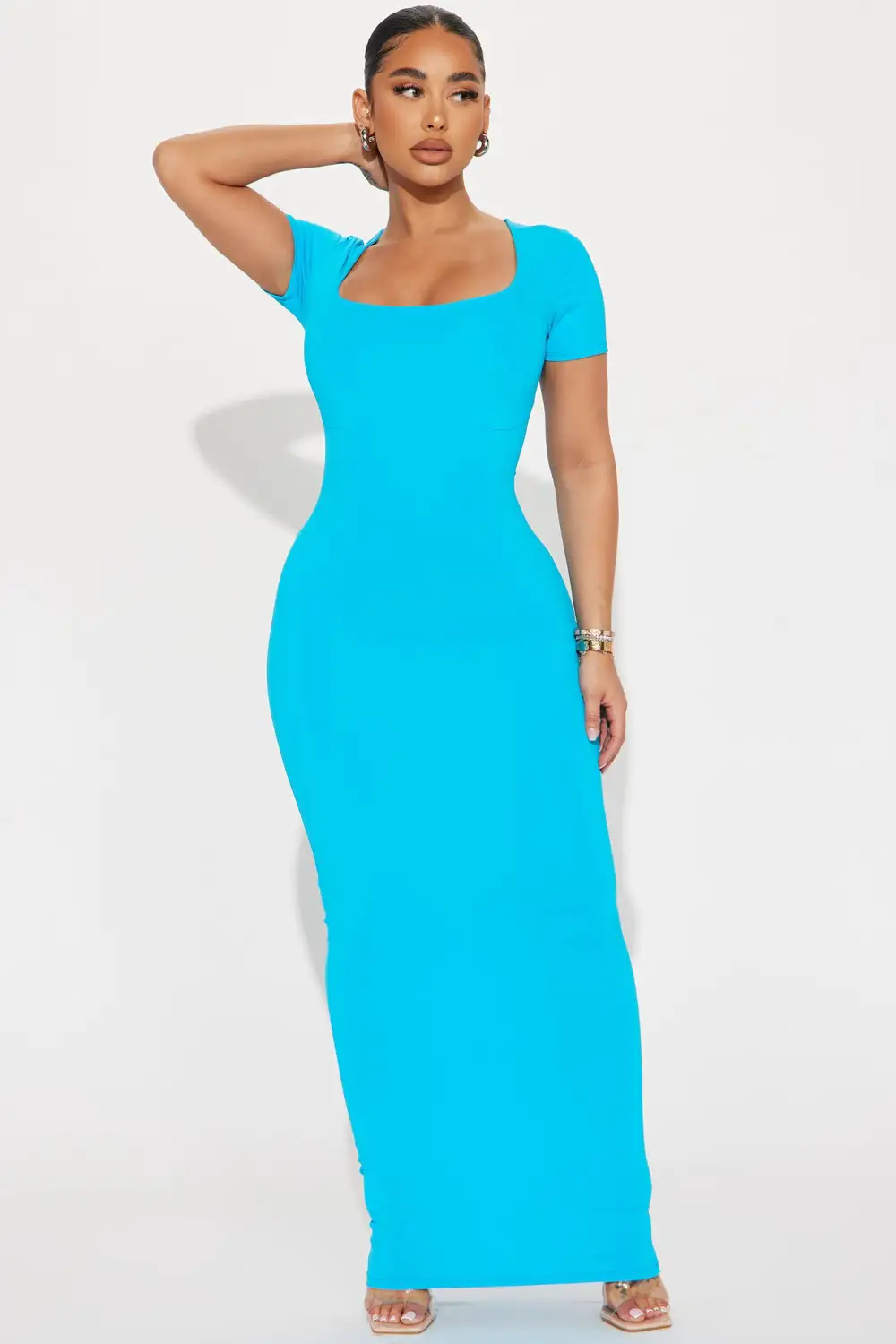 Noelle Short Sleeve Maxi Dress - Turquoise