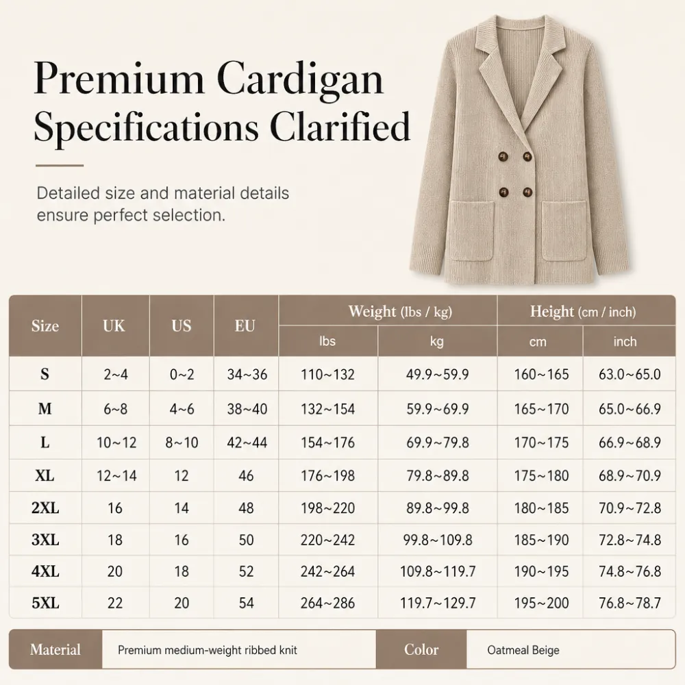 🌸Women's Double-Breasted Ribbed Knit Cardigan with Pockets and Notched Lapel