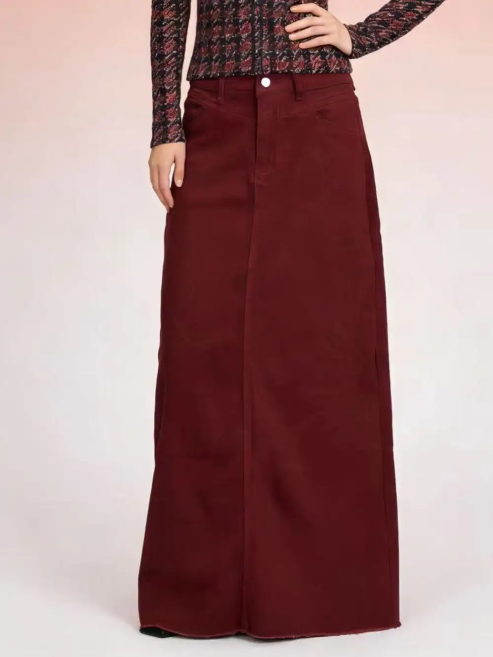 Denim Raw Maxi Skirt