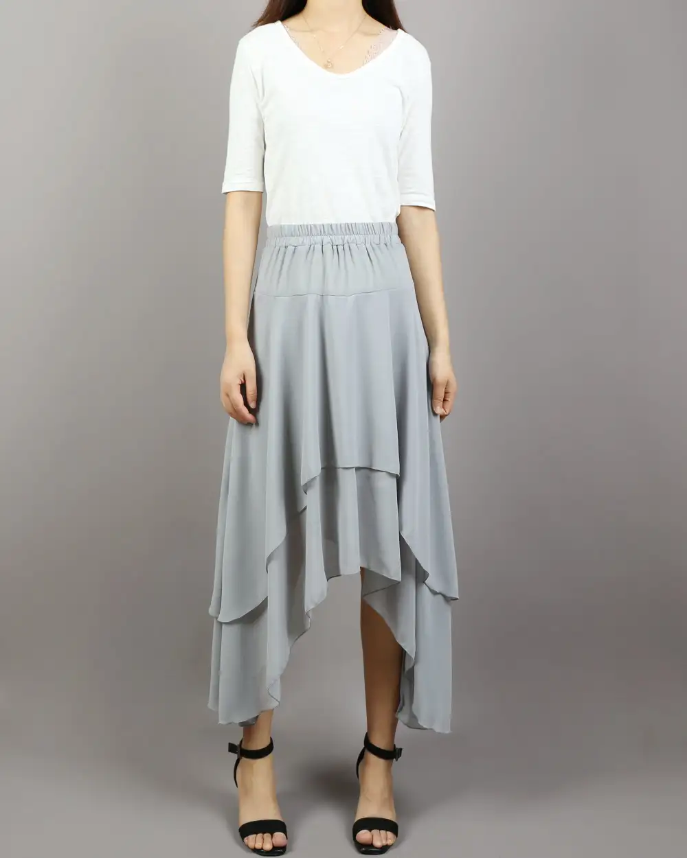Airy Elastic Waist Chiffon Skirt