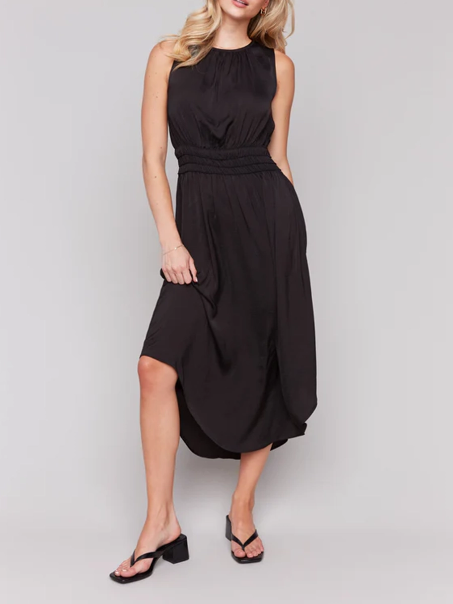 Elegant Satin Dress With Slim Waist