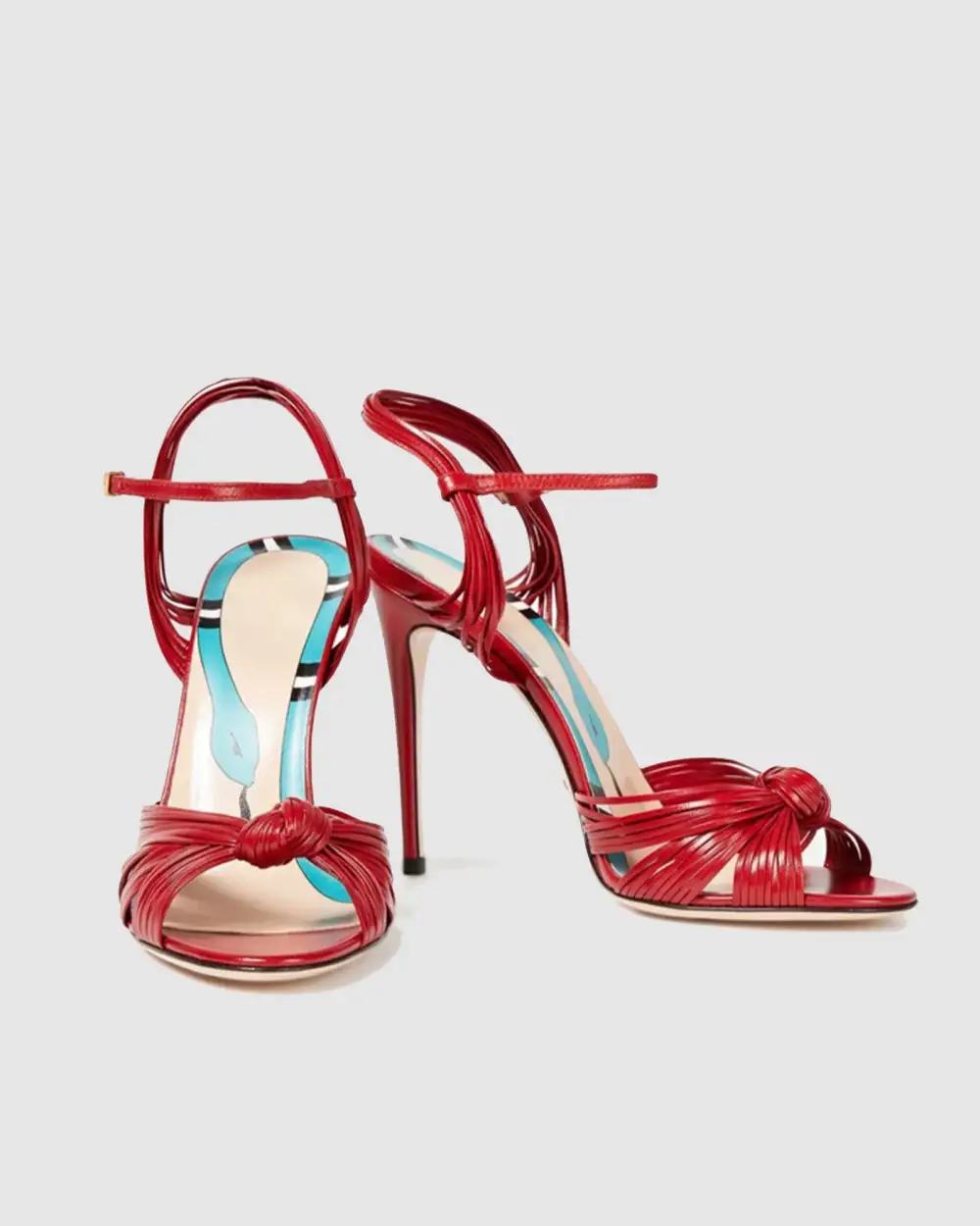 Woven Leather Sandals in Red