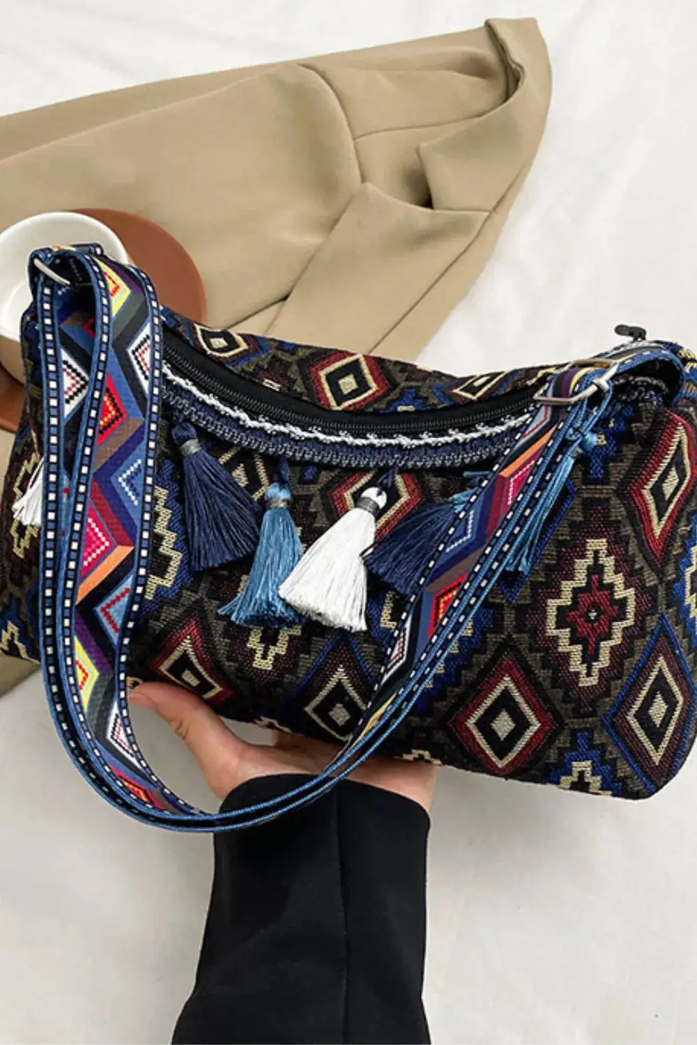Tassel Accent Shoulder Bag