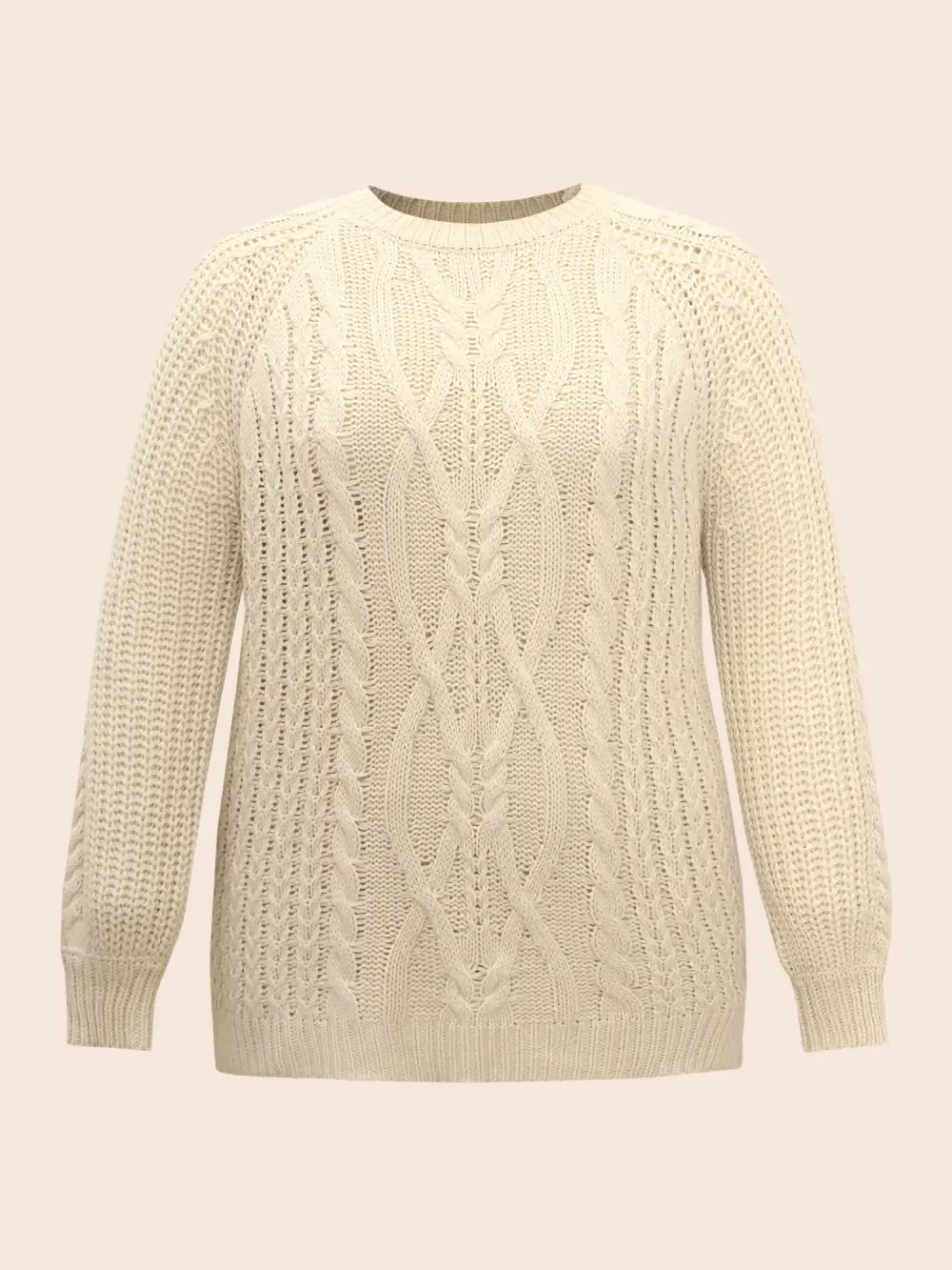 Solid Cable Knit Raglan Sleeve Pullover