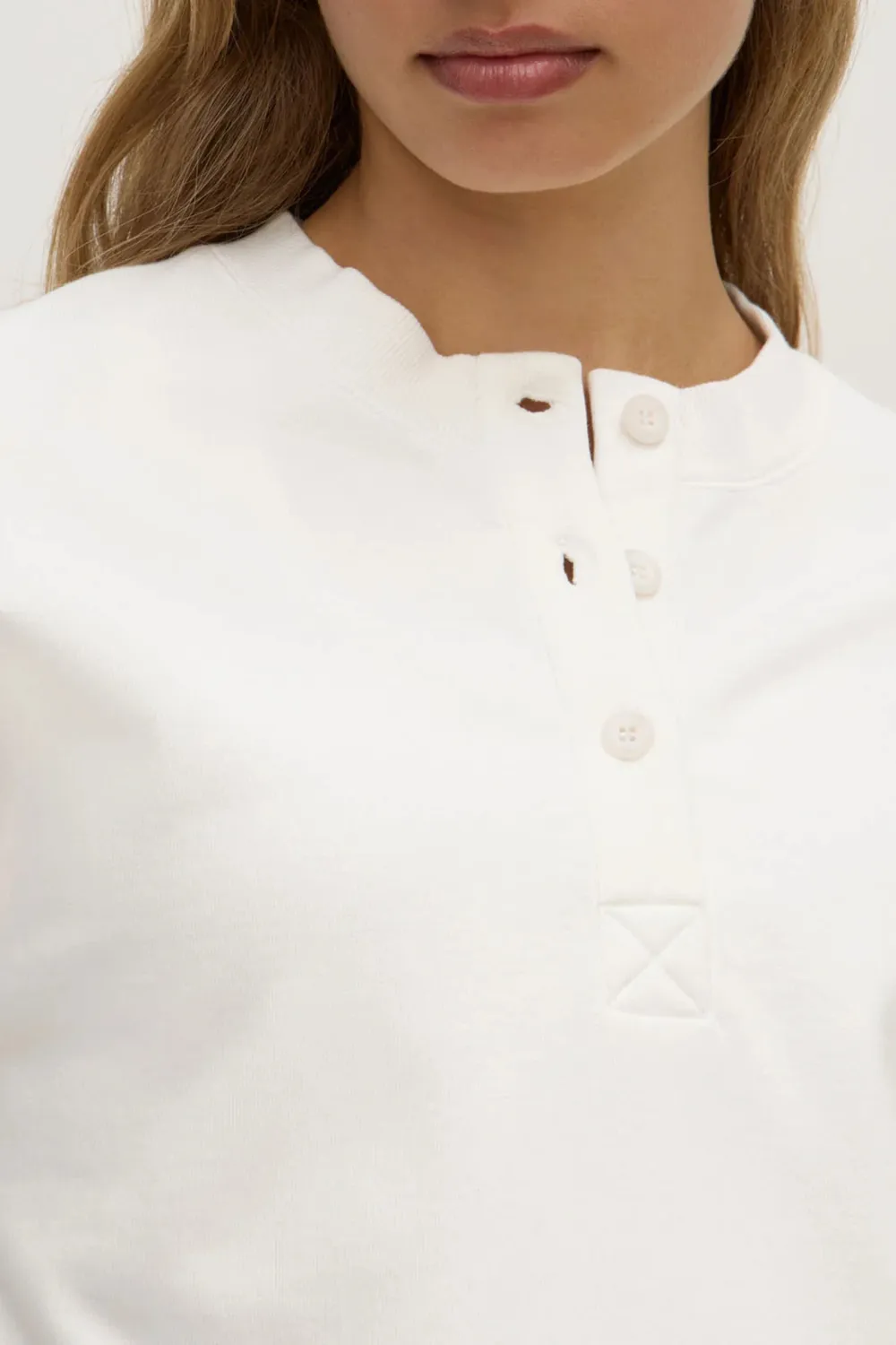 Front Button Style Round Neck T-Shirt