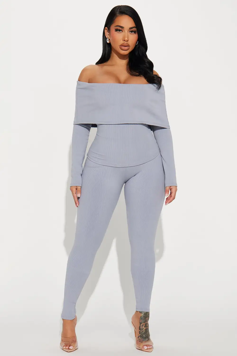 Shaila Snatched Pant Set - Slate Grey