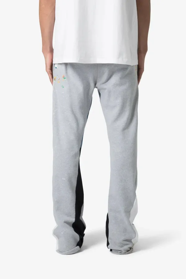 LIGHT GRAY AND BLACK PANELED SWEATPANTS