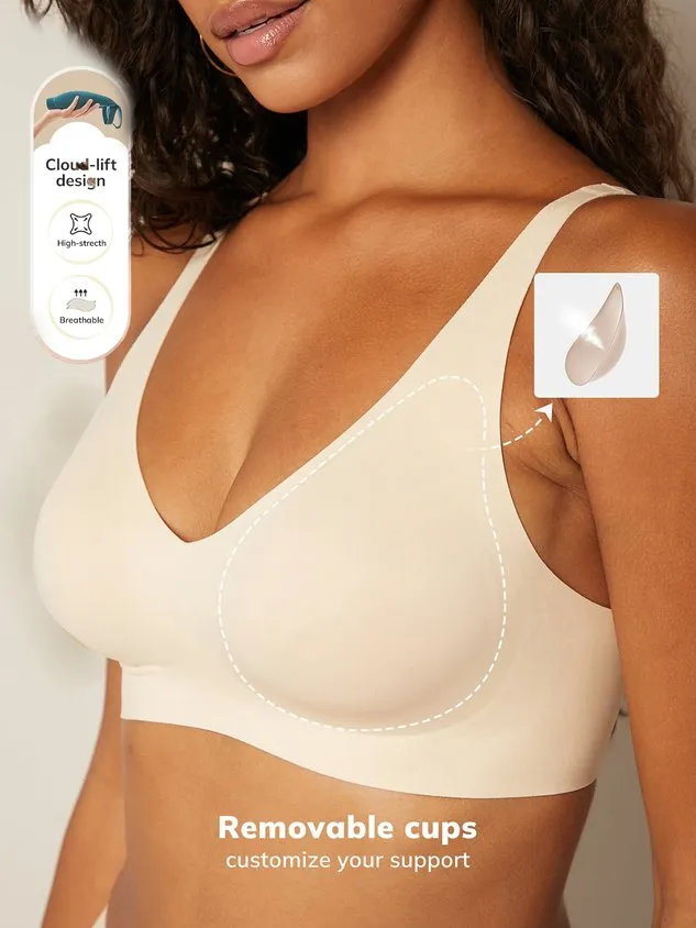 Breathable Comfortable Detachable Teardrop Molded Cup Seamless  Bra & Bralette