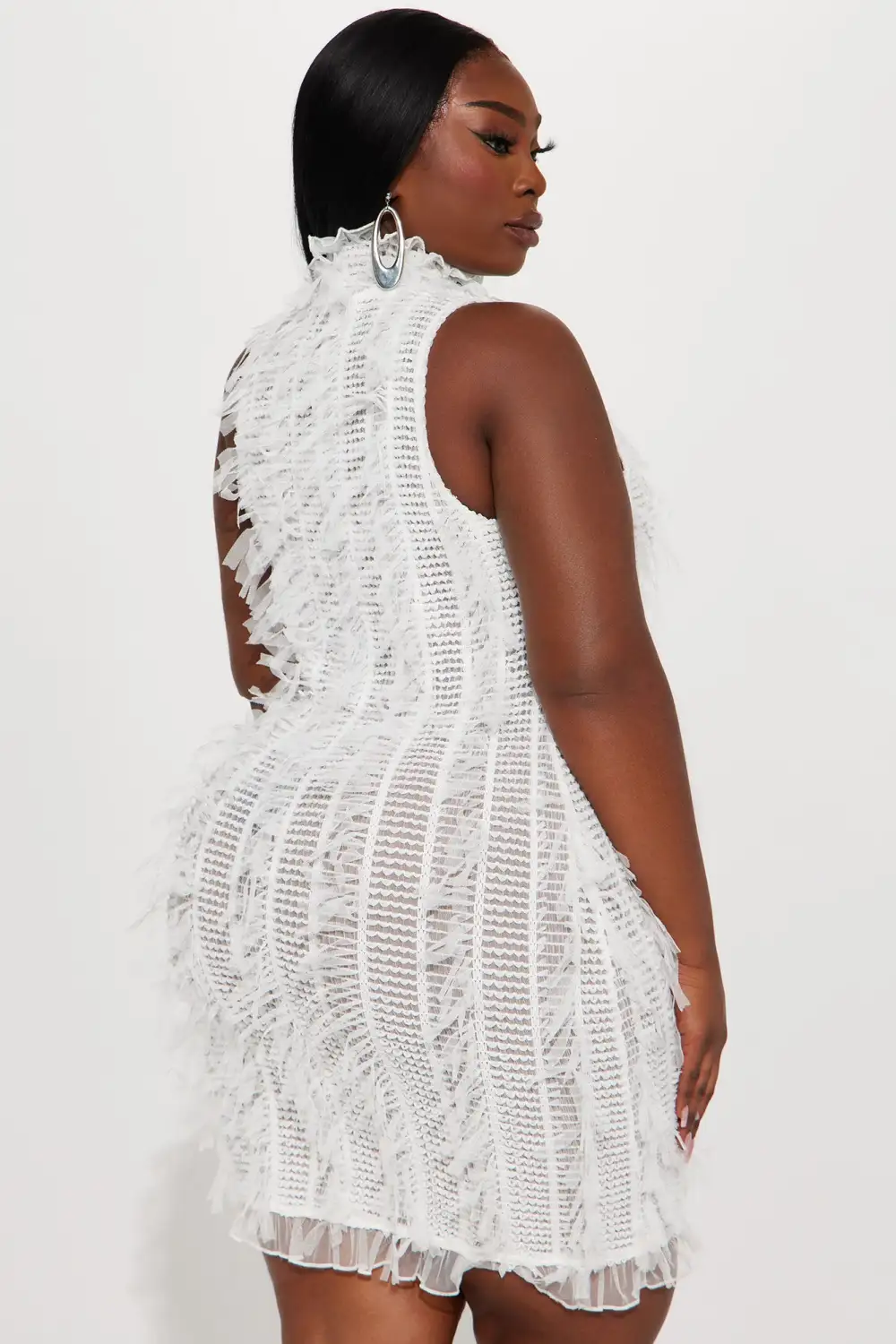 Petite So Dramatic Mesh Mini Dress - White