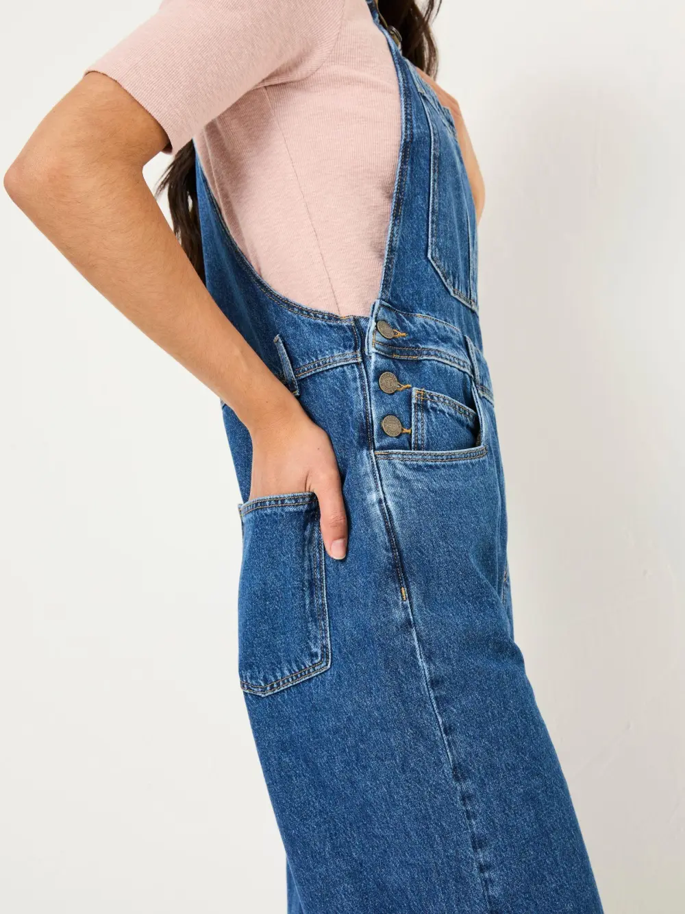 Alexa Denim Vintage Wide Leg Dungarees
