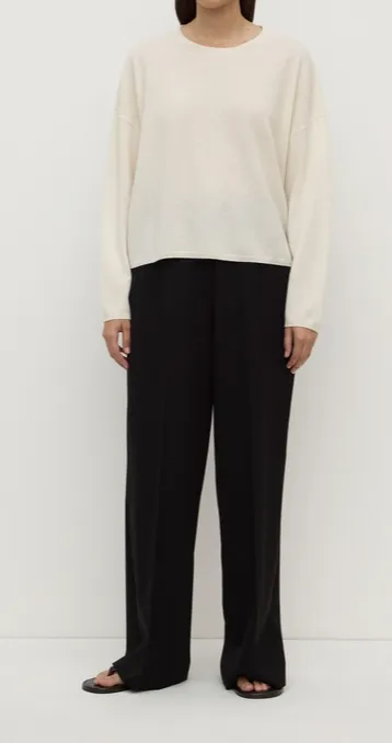 Black Tailored Wool Straight-Leg Pant