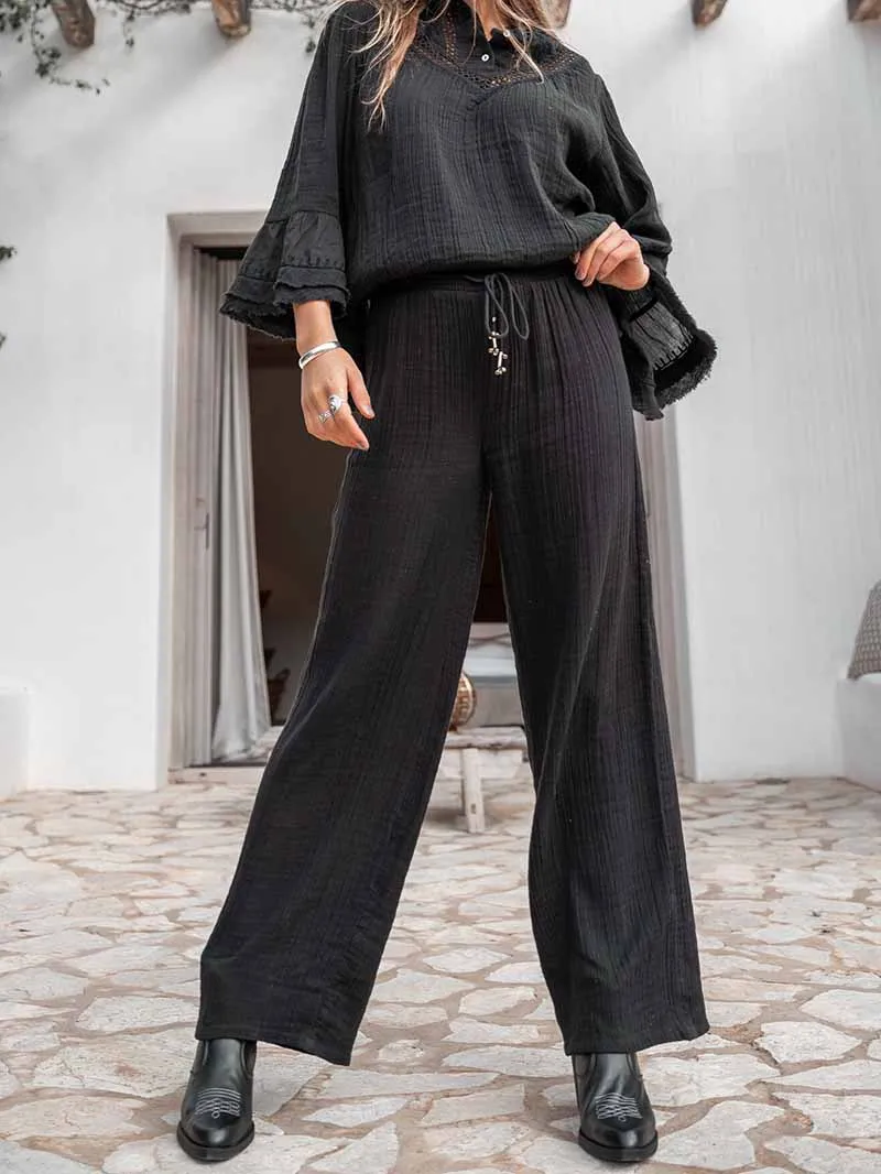 Black Breeze Wide Breeze Trousers