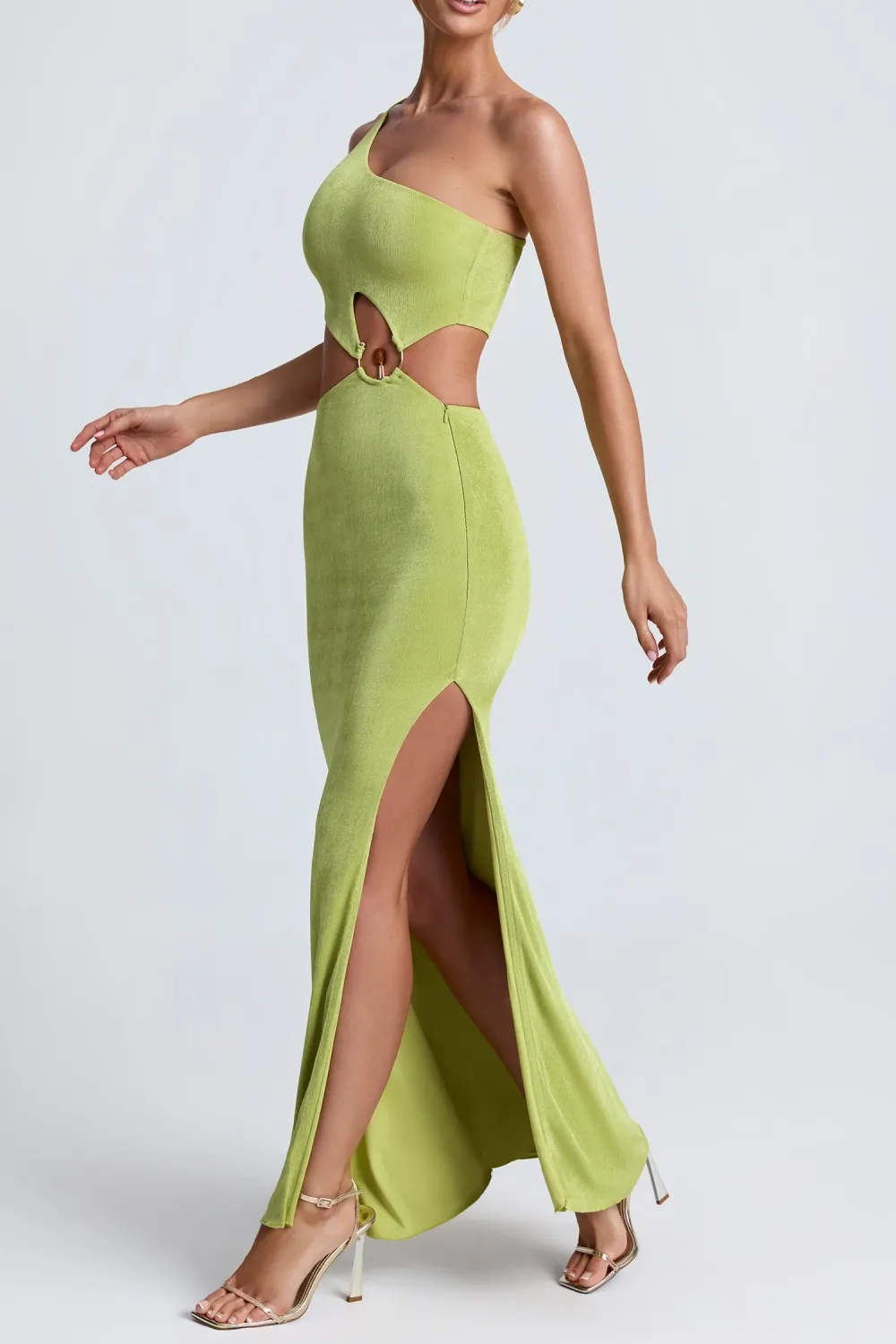 Statement Maxi Dress With Asymmetrical Neckline