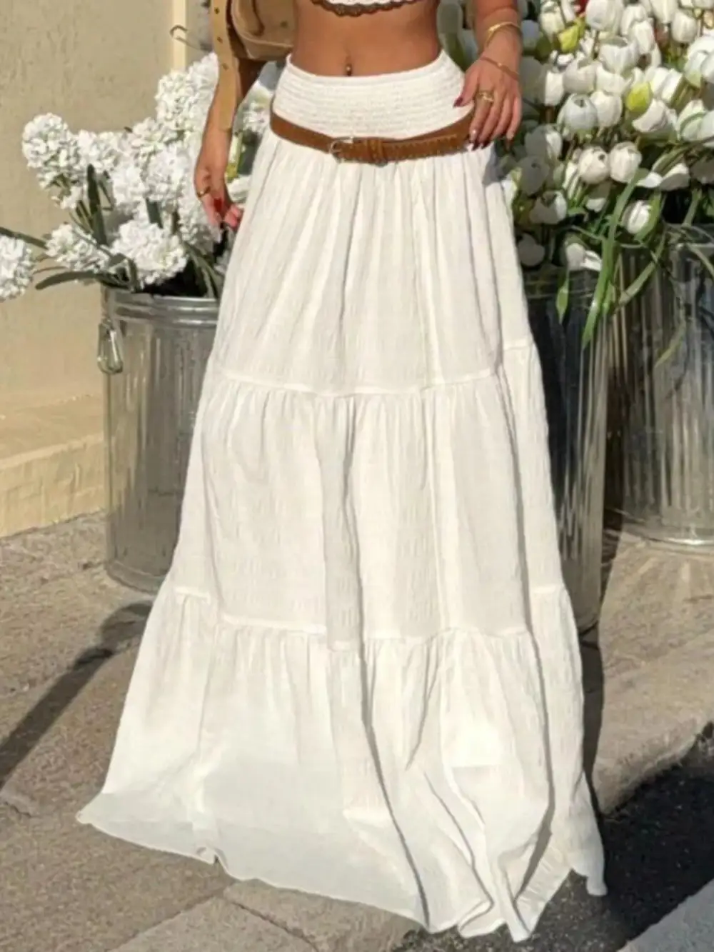 Tiered Smocked Maxi Skirt