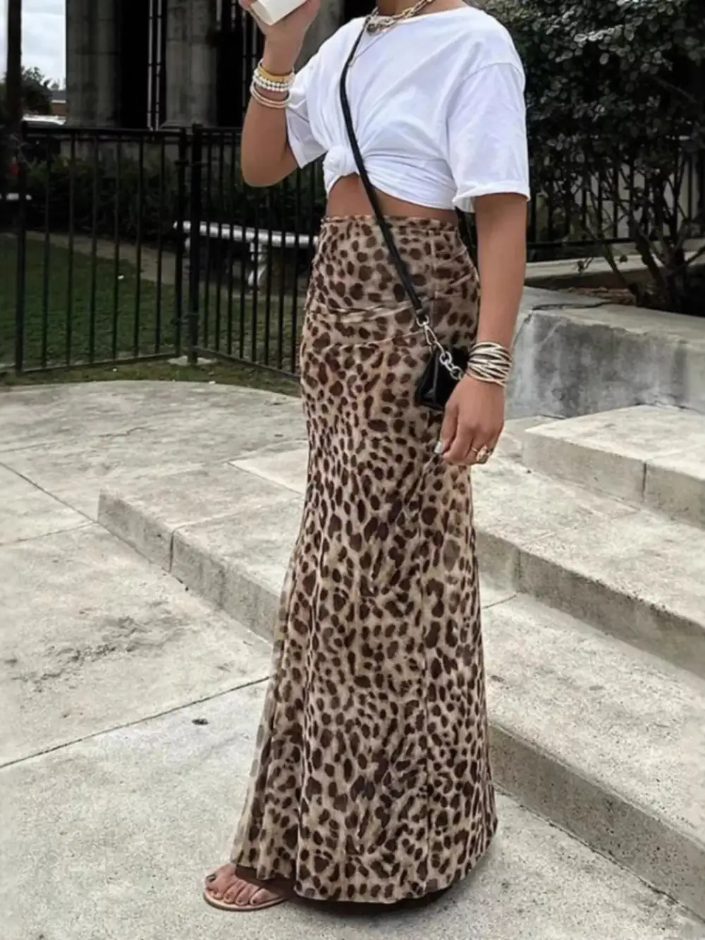 Leopard Print High Waist Skirt