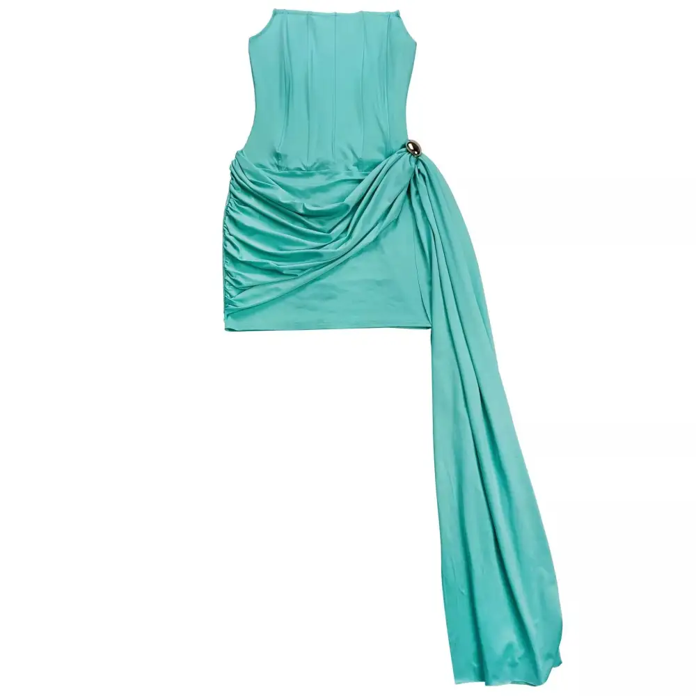 Strapless Corset Mini Dress with Draped Detail