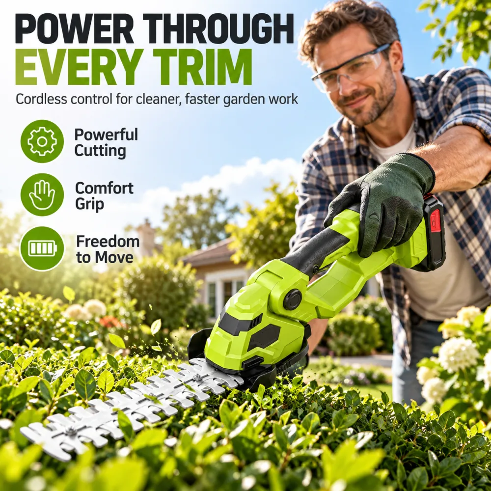 ✂️ LIMITED-TIME 50% OFF 🌳 Cordless Hedge Trimmer & Grass Shear — 2-in-1, 45° Pivoting Head, 0.9kg