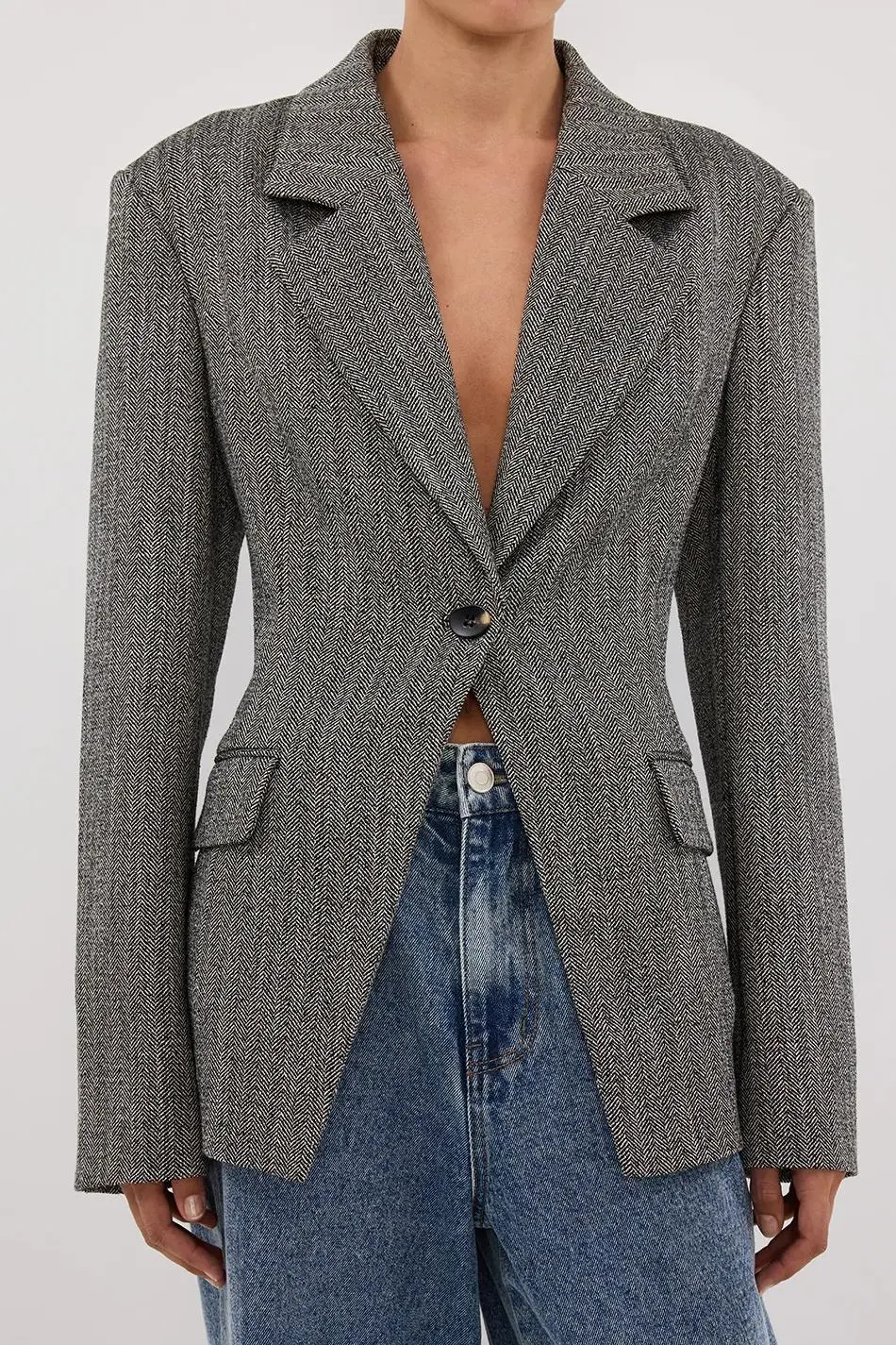 CHARCOAL CINCHED BLAZER