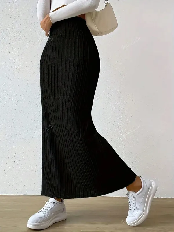 Women's Striped Split Skinny Skirt