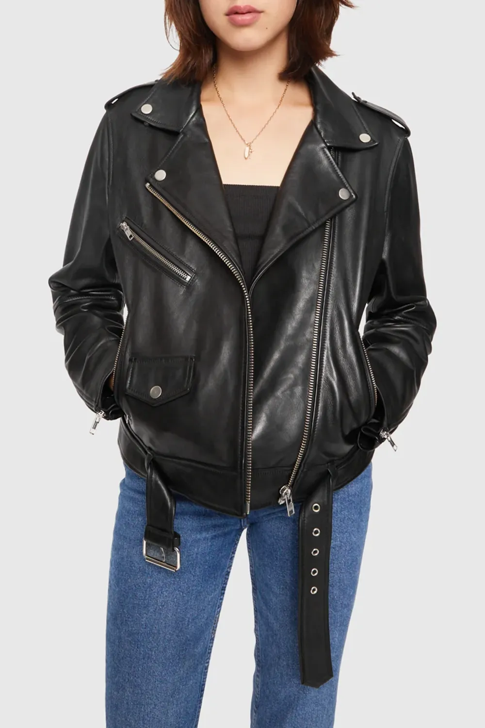 Women'S Stylish Suit Collar Leather Jacket