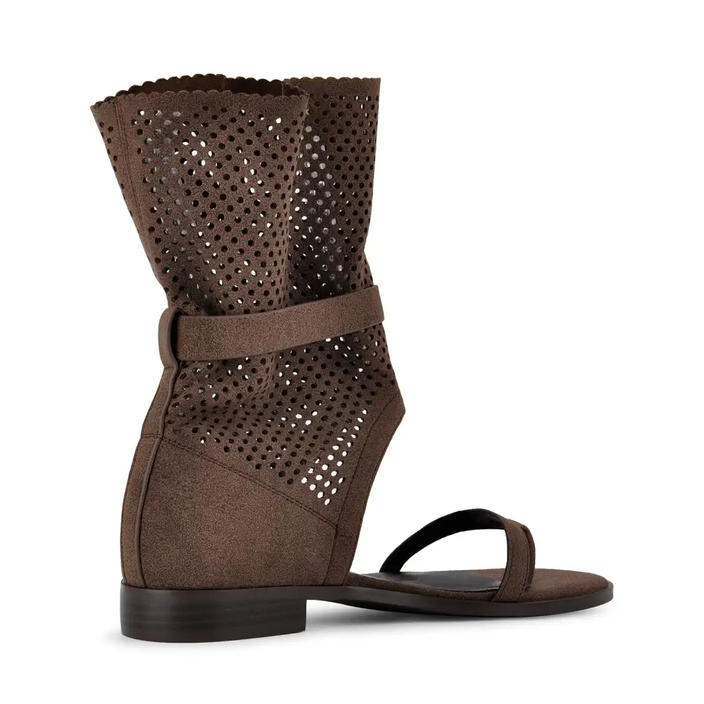 Flip-Flop Buckle Cutout Flat Bootie Sandals