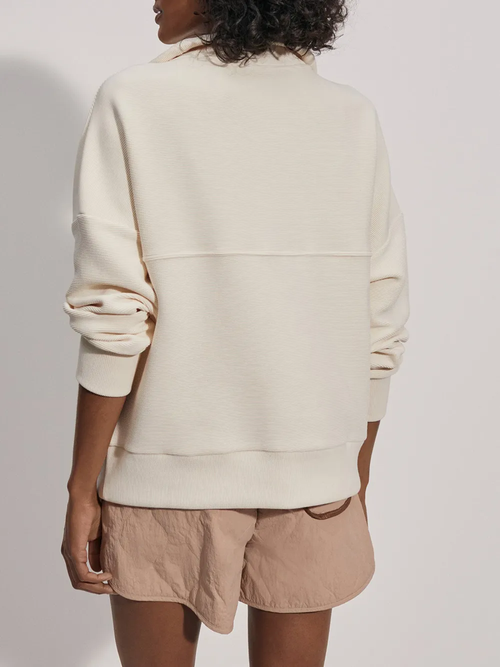 Stylish Quarter-Zip Long-Sleeve Waffle Sweatshirt