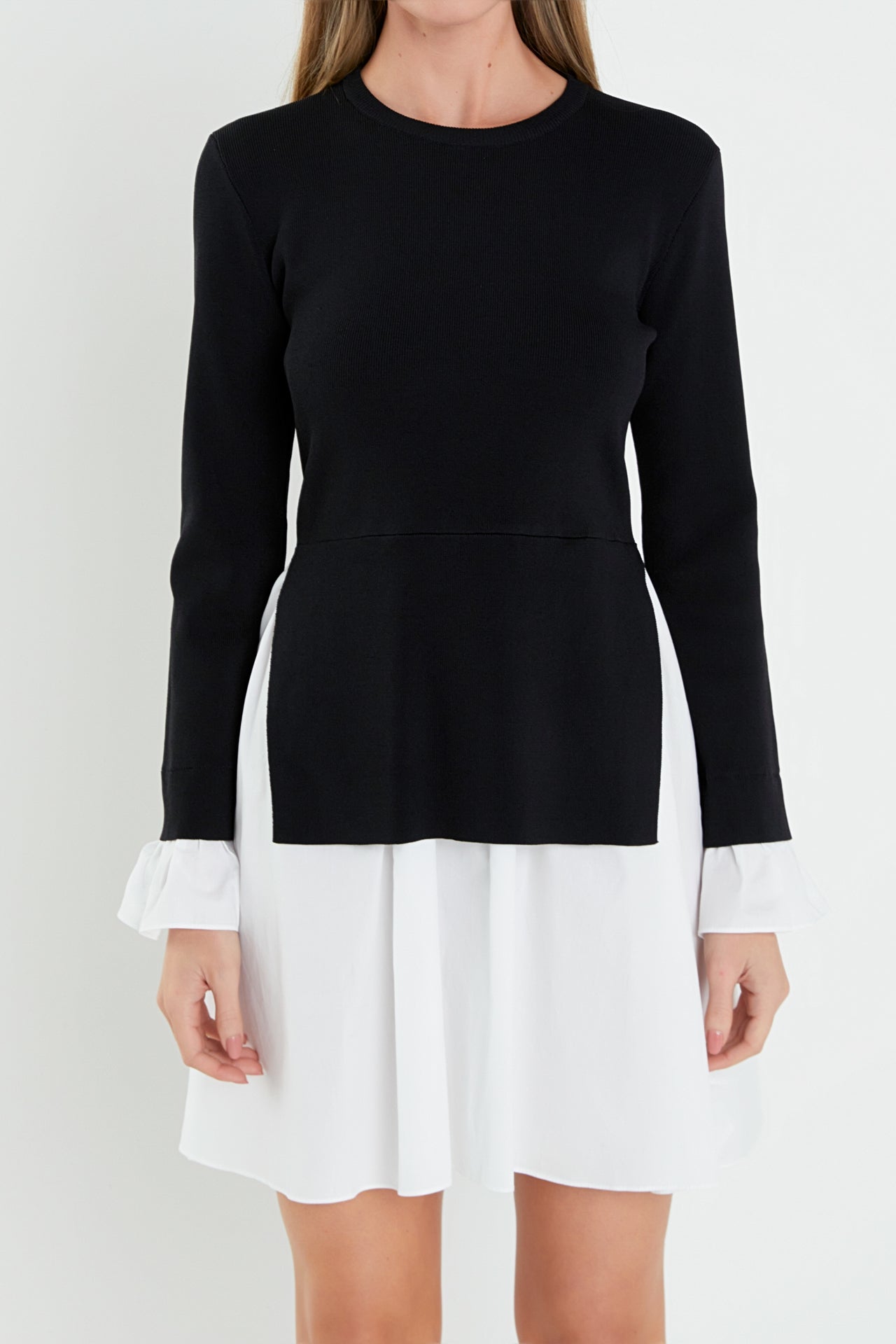 Poplin Combo Knit Dress