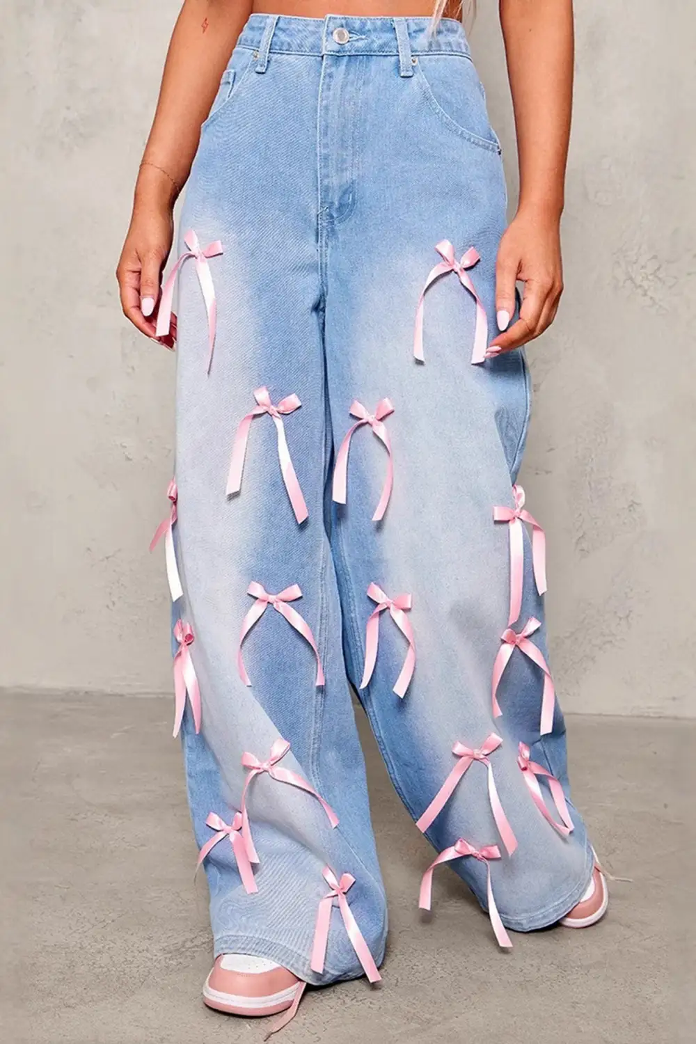 Bow Detail High Rise Jeans
