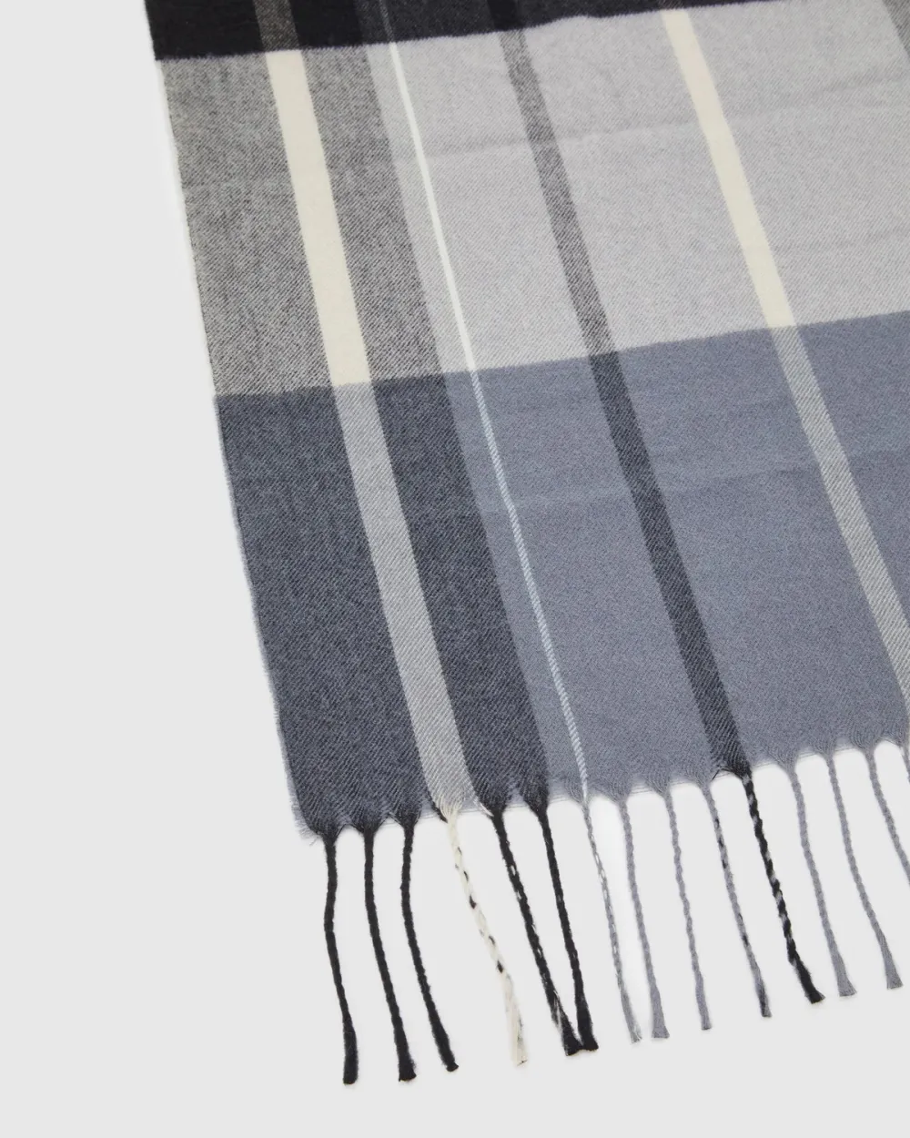 Gray and White Plaid Winter Scarf