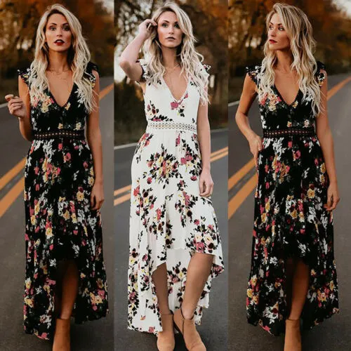 Bohemian Blossom Floral Open Back Boho Maxi Dress