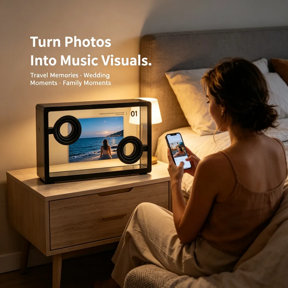 ✨ Transparent Glass Floating Lyrics Smart Speaker | Bluetooth WiFi Hi-Fi Audio with Visual Music Display for Modern Home Decor