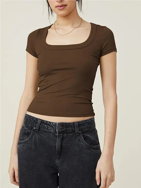 Cropped Square-neck Top