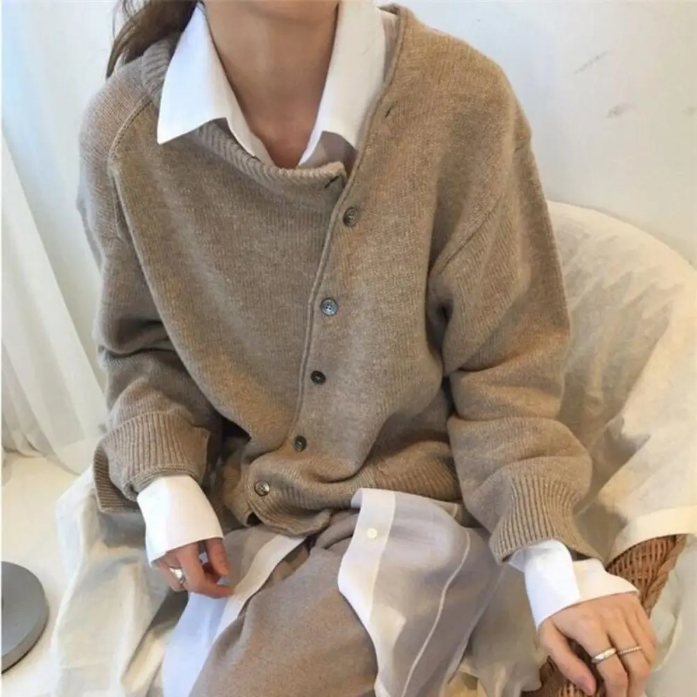 Button Front Asymmetric Cardigan
