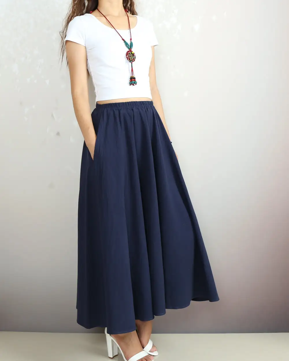 Boho Linen Flared Skirt