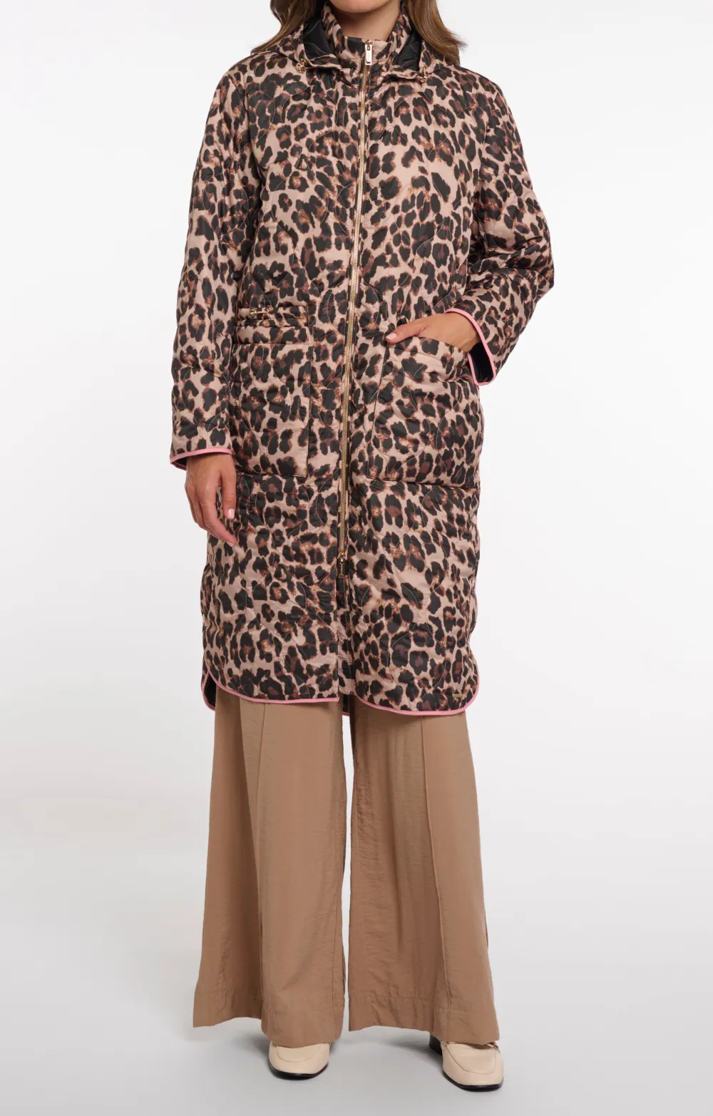 Leopard Quilted Long Coat