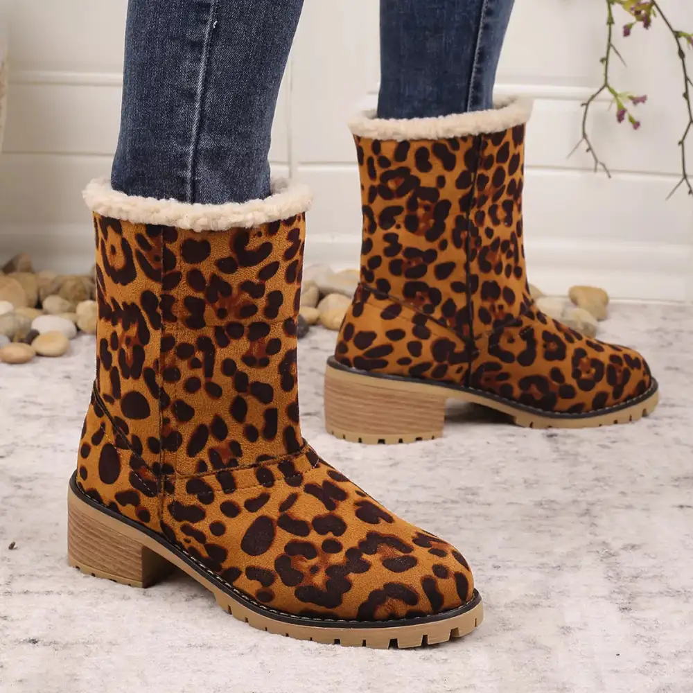 Print Plush Lined Boots