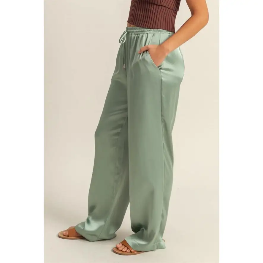 Roomy Drawstring Flowy Casual Pants