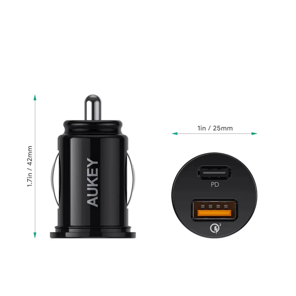 AUKEY Dual (USB-C/USB-A) Car Charger - 21W