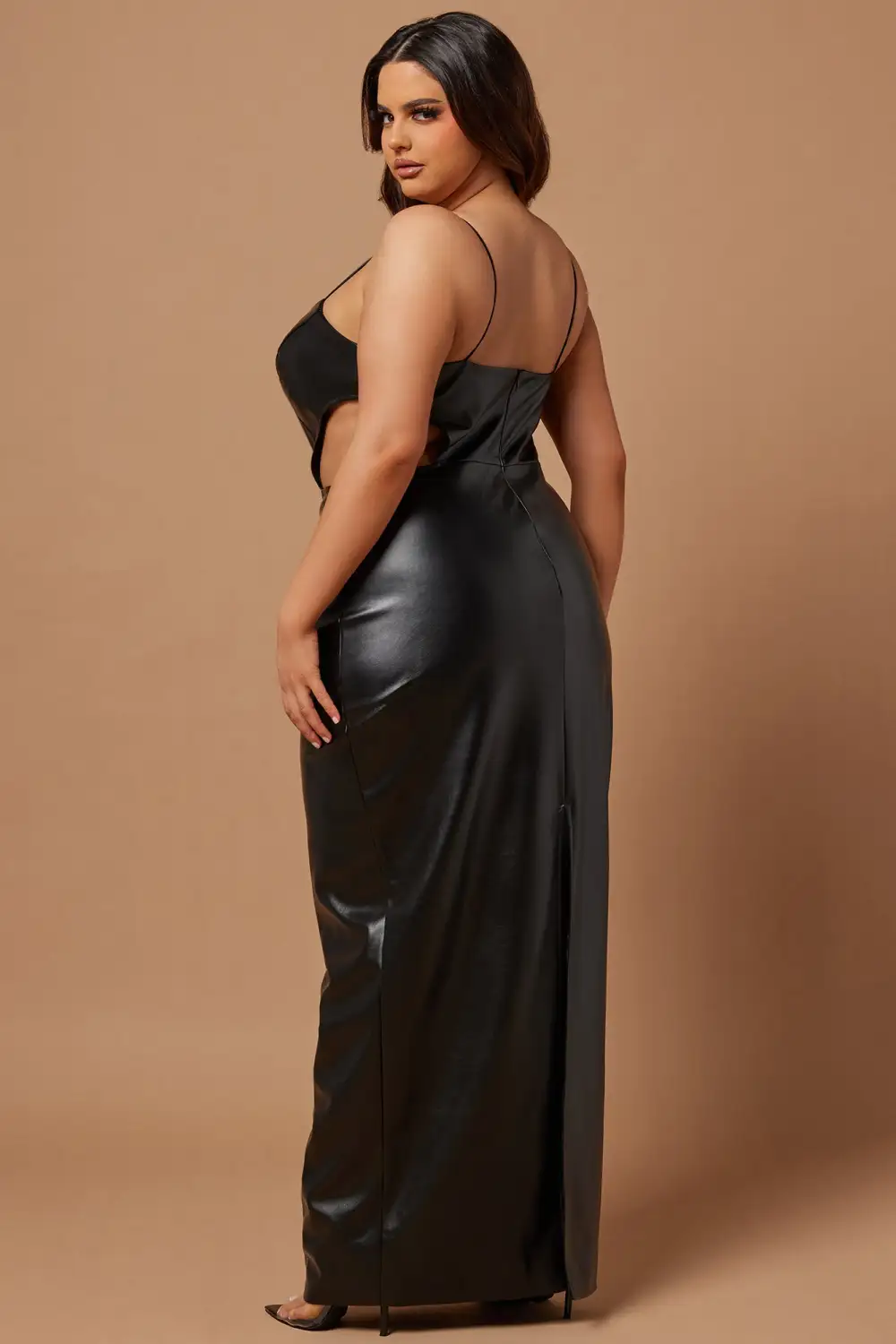 Peyton Faux Leather Gown - Black