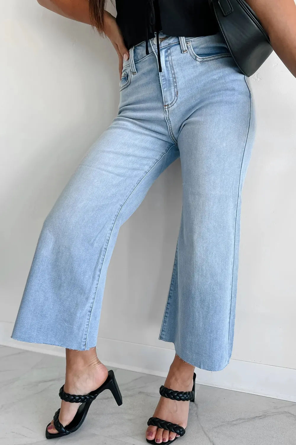 High Rise Crop Wide Leg Sneak Peek Jeans