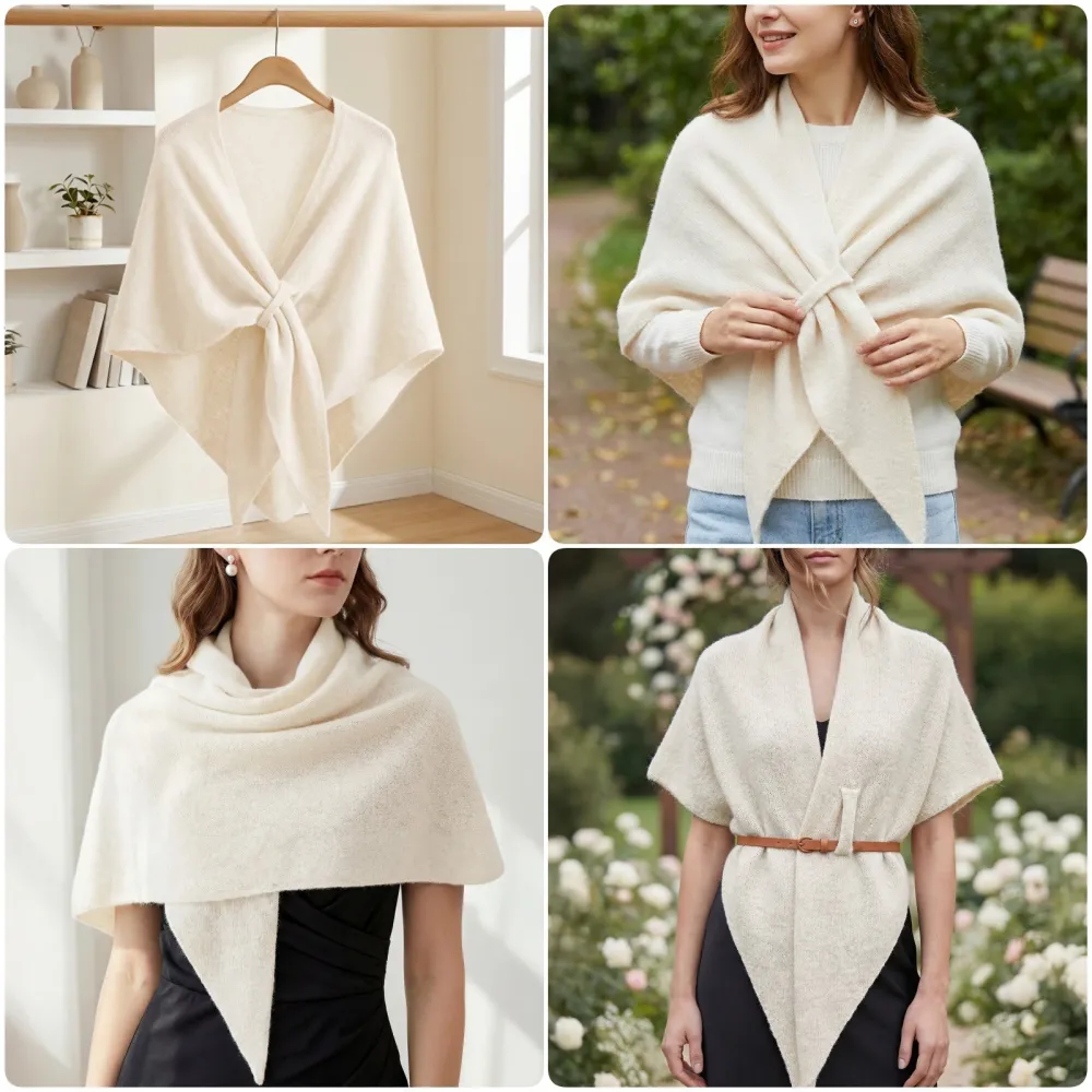 2026 Spring/Fall Faux Cashmere Lazy Style Multi-Color Loose Shawl for Women Warm Triangle Scarf Cape Layering Outerwear
