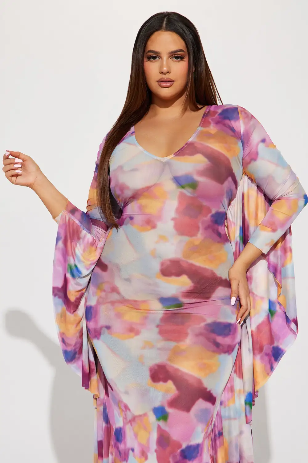 Mariposa Mesh Maxi Dress - Pink/combo