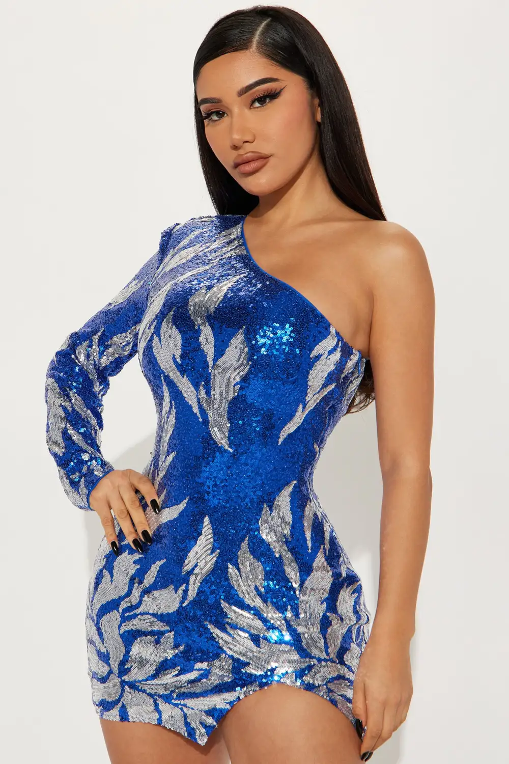 Mami On Fire Mini Dress - Royal/combo