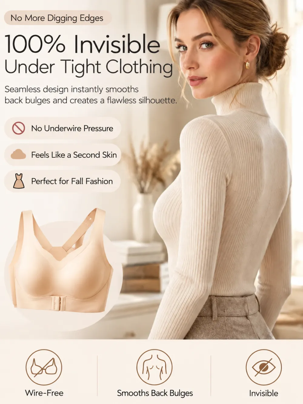 Criss-Cross Back Front-Closure Wireless Bra