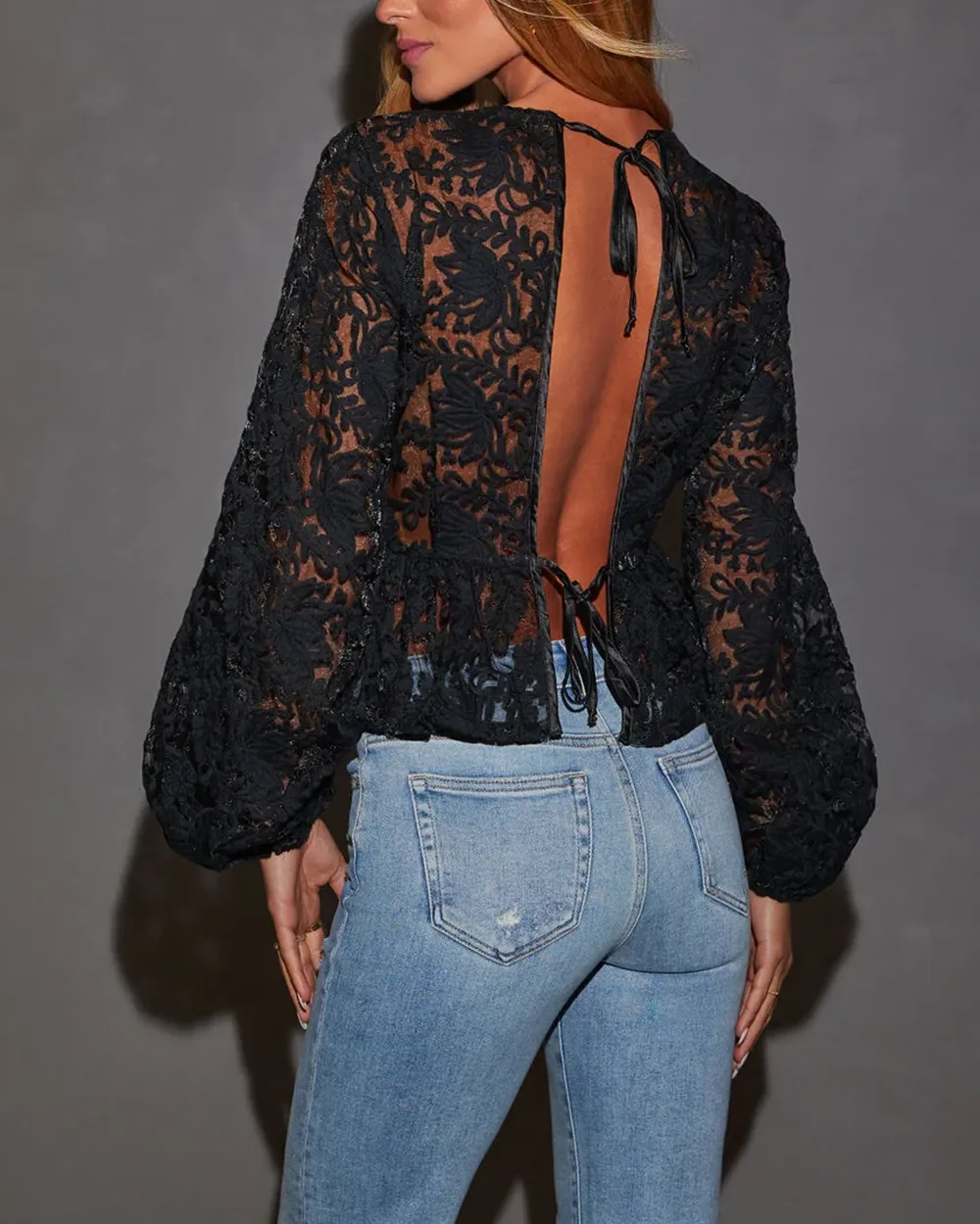 Sheer Long Sleeve Blouse
