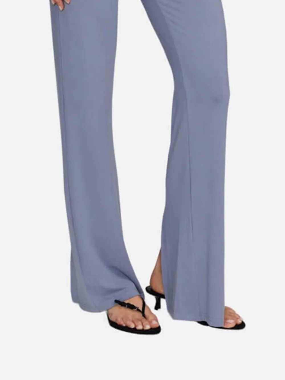 Slit Plain Straight Pants