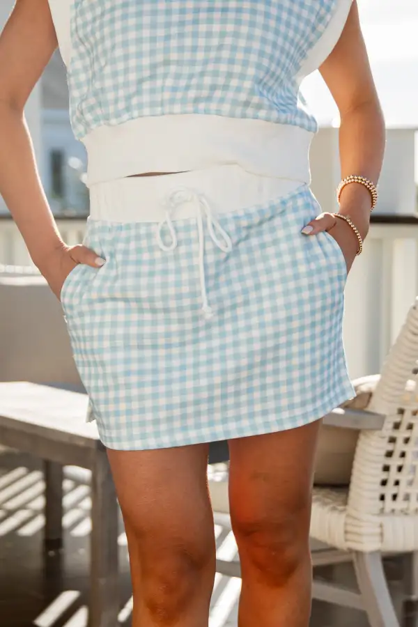 Mid Rise Elastic Waist Drawstring Mini Skirt